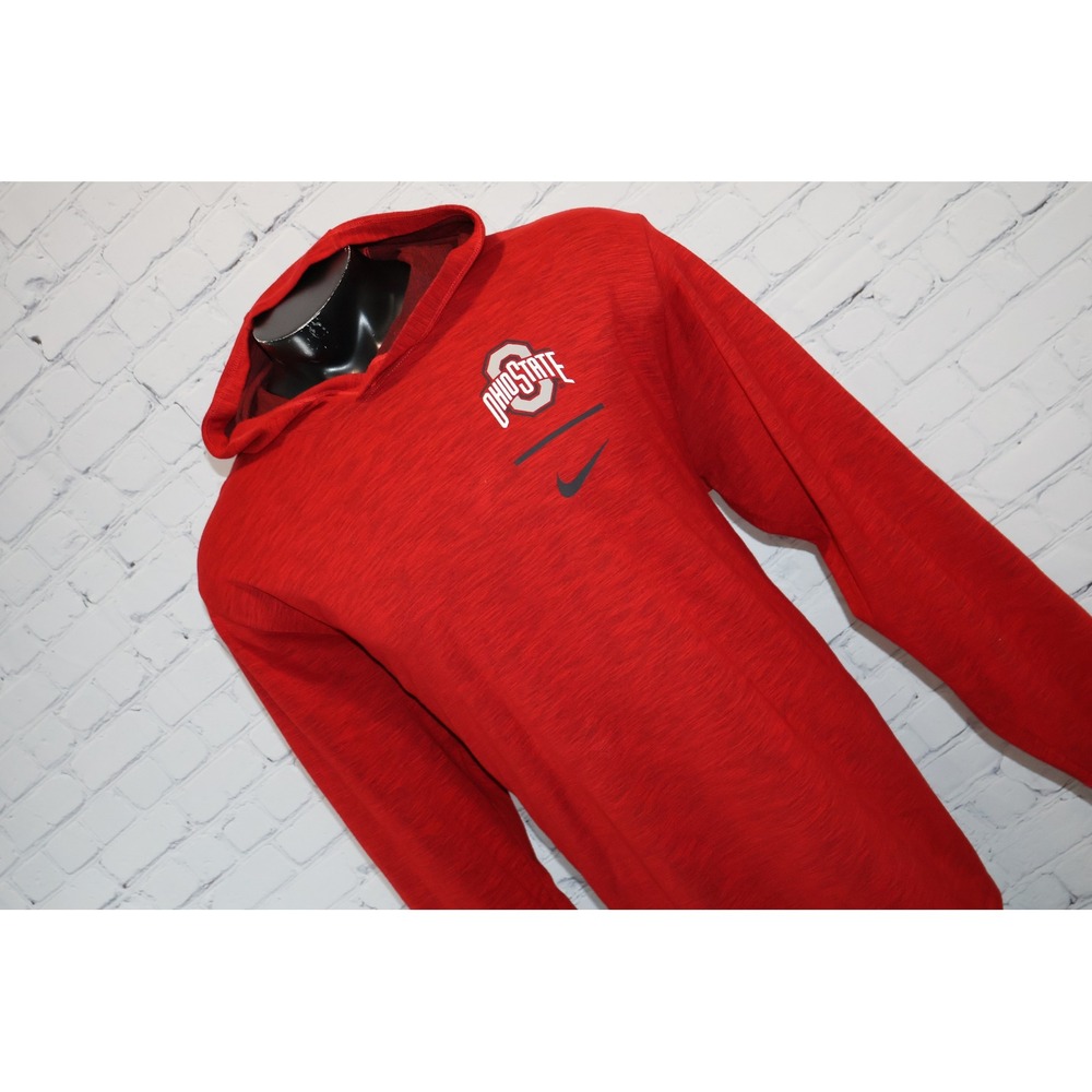 Nike Ohio State Buckeyes Hoodie Men XXL Red Dri-Fit Long Sleeve Tee Shirt
